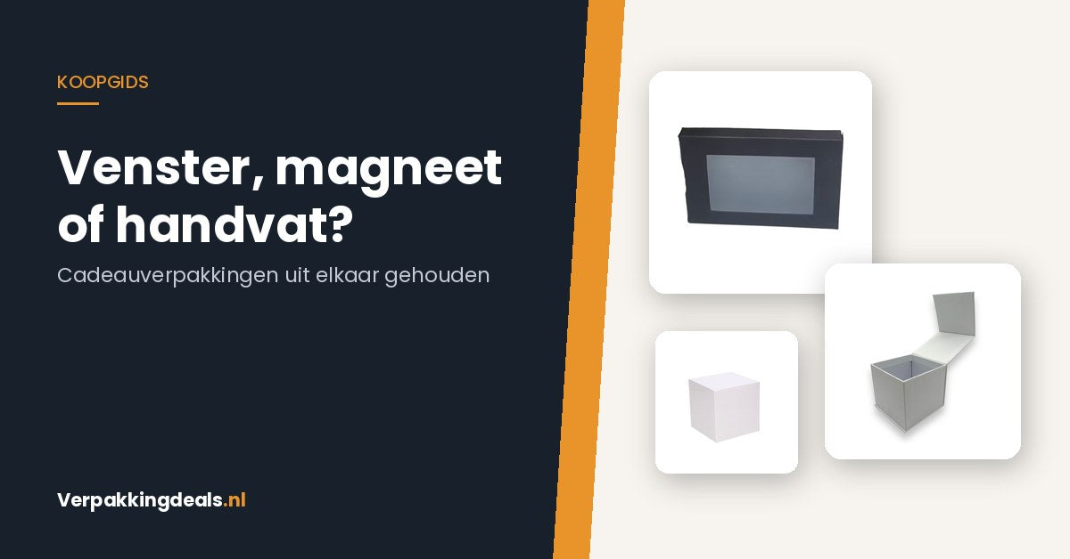 Venster, magneetsluiting of handvat? Cadeauverpakkingen uit elkaar gehouden