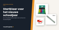 Markeerstiften, aluminium liniaal en plakbandhouder voor kantoor en school