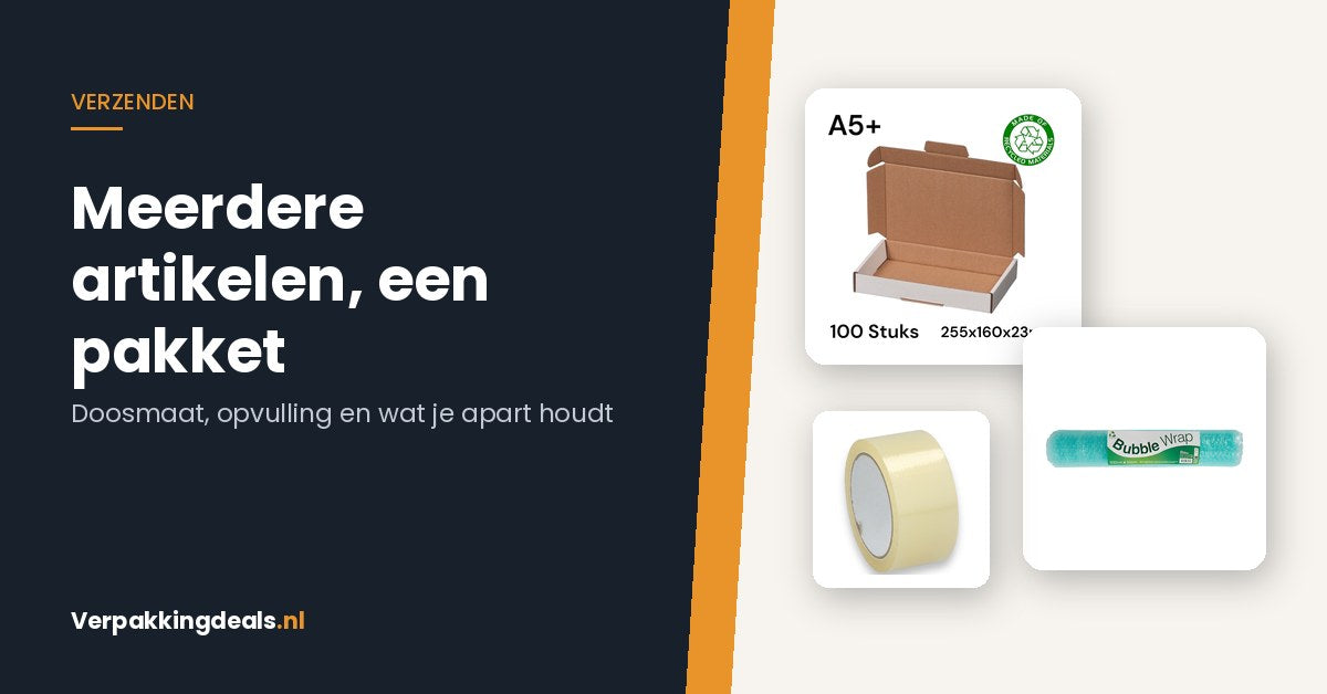 Mehrere Artikel in einem Paket: Kartongröße, Füllmaterial und separat verpackte Artikel