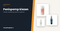 Flacons glijmiddel en toycleaner naast de titel Penispomp kiezen