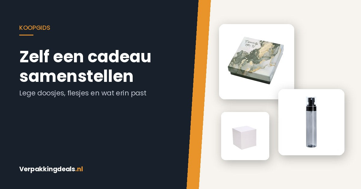Zelf een cadeau samenstellen: lege doosjes, flesjes en wat erin past