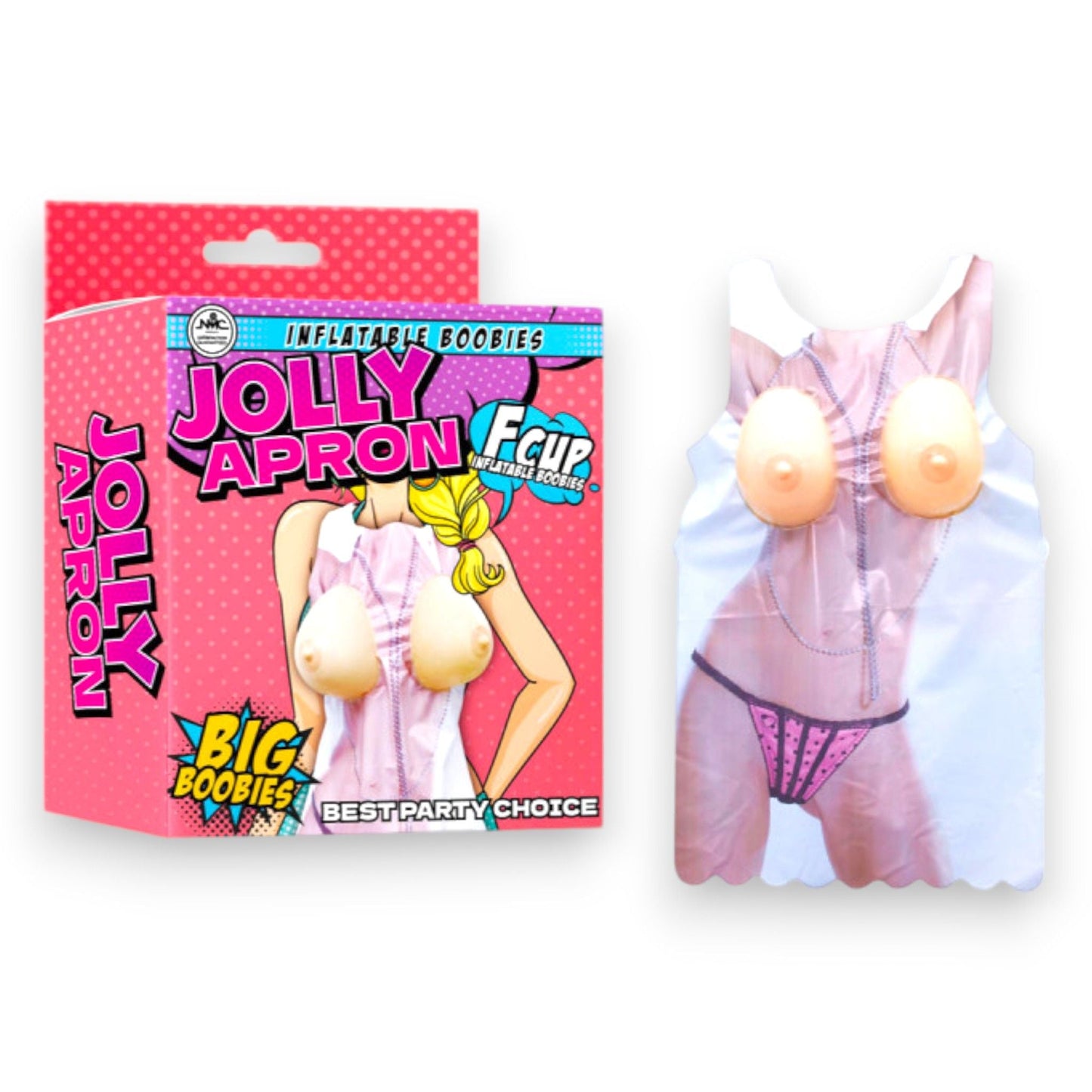 Opblaasbaar Boobies Schort - F Cup - Hilarisch Feestaccessoire