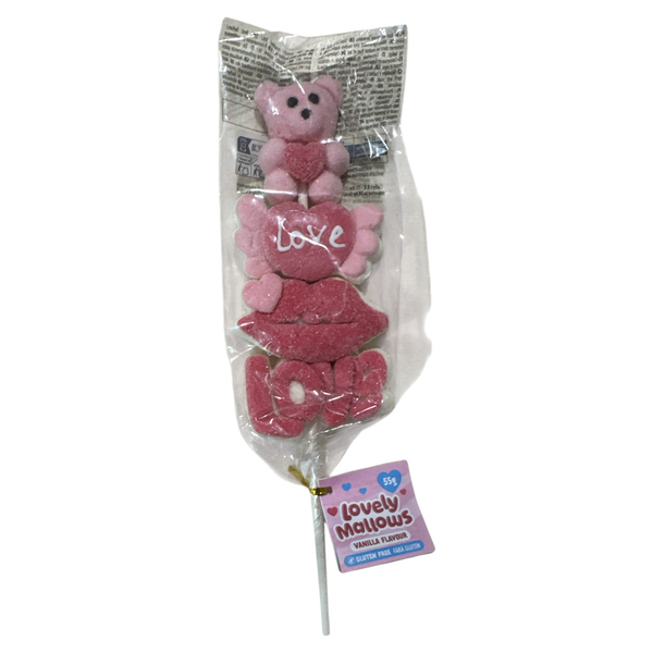 Marshmallow-Lutscher rosa Bär mit Love-Text