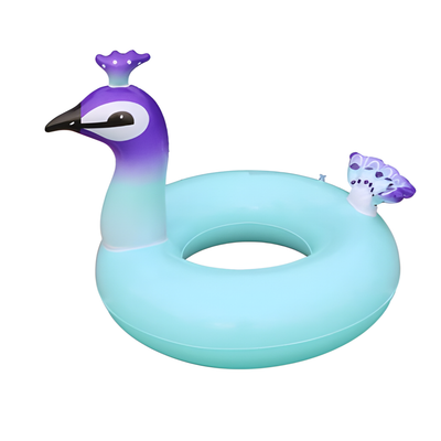 Aufblasbarer Pfau-Schwimmring 90 cm - Blau mit Lila