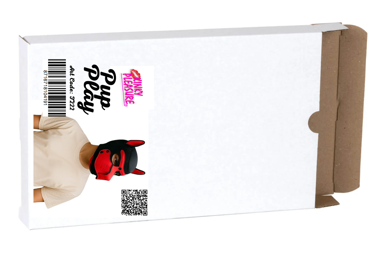 Pup Play Rood-Zwart Masker – Met Aflopende Snuit & Oor Accenten