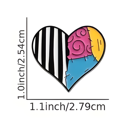 Patchwork hart pin – Kleurrijke metal speld in gothic stijl