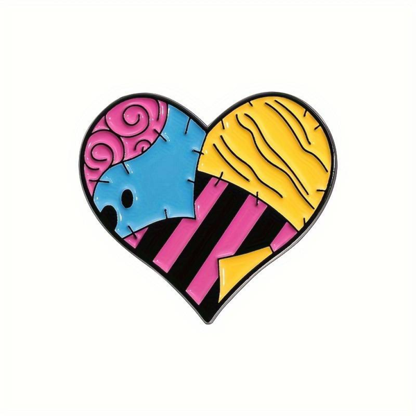 Patchwork Hart Pin Metaal - Gothic Stijl