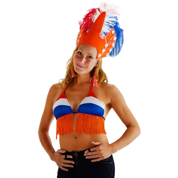 Bikinitop Rood-Wit-Blauw-Oranje - One Size