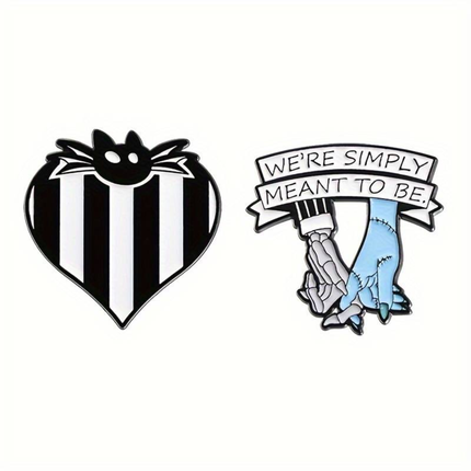 Gothic liefdespin – “We’re Simply Meant to Be” met skelet & gestikte hand