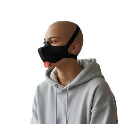 Zwart Puppy Play masker – Fetish hondenmasker met tong (18+)