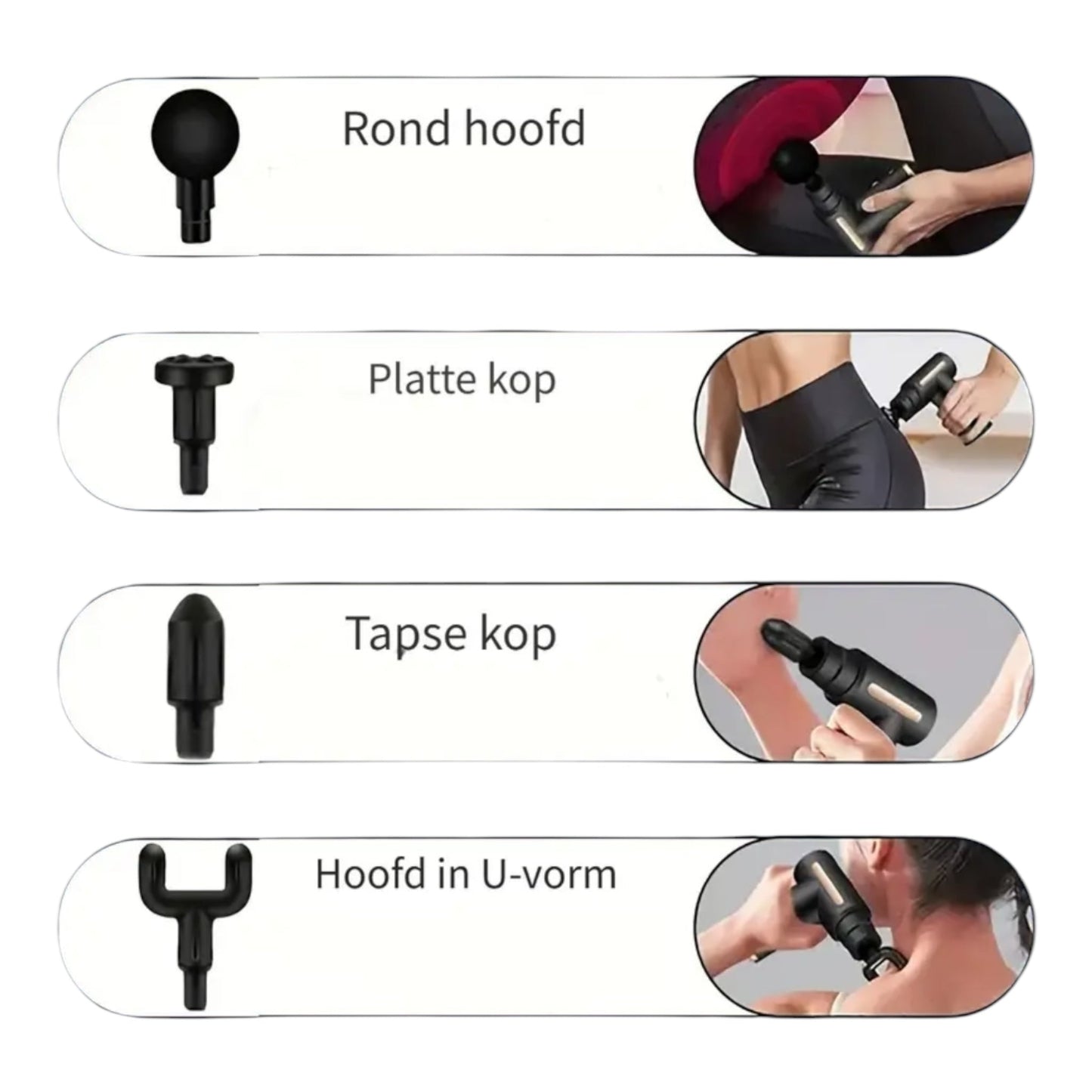 Oplaadbare Massage Gun - Inclusief 4 Opzetstukken - Touchscreen