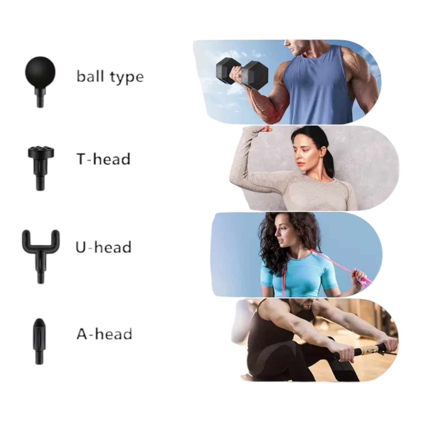 Oplaadbare Massage Gun - Inclusief 4 Opzetstukken - Touchscreen
