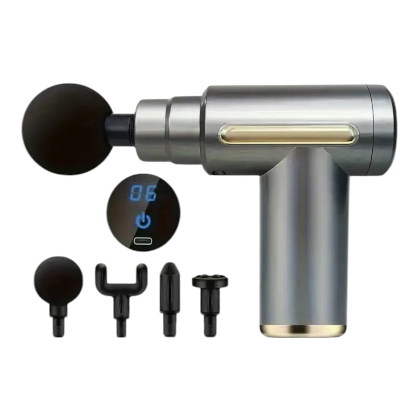 Oplaadbare Massage Gun - Inclusief 4 Opzetstukken - Touchscreen