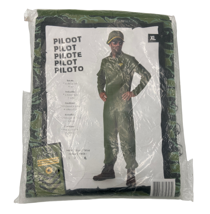 Piloot Verkleedkostuum Heren – Inclusief Overall & Pet – Maat M L XL