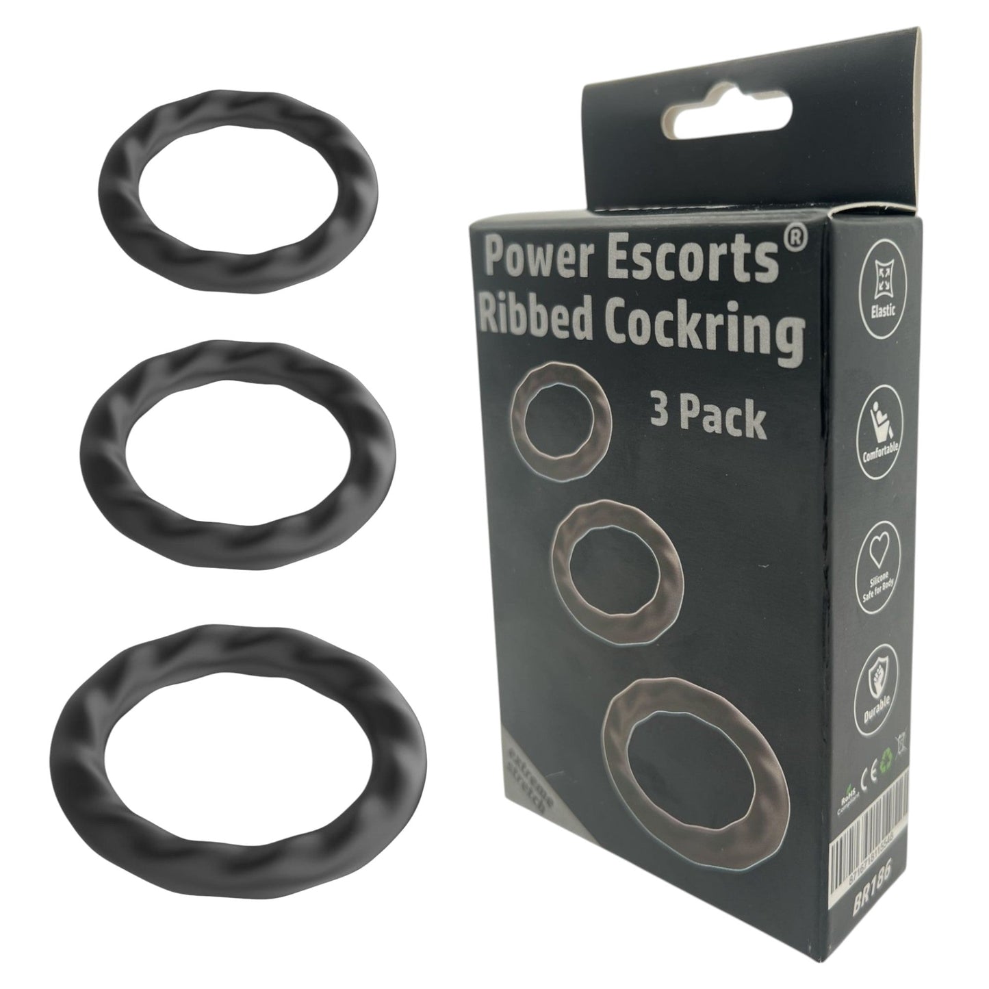 Ribbed Cockring 3-Pack – Elastisch & Stimulatieverhogend