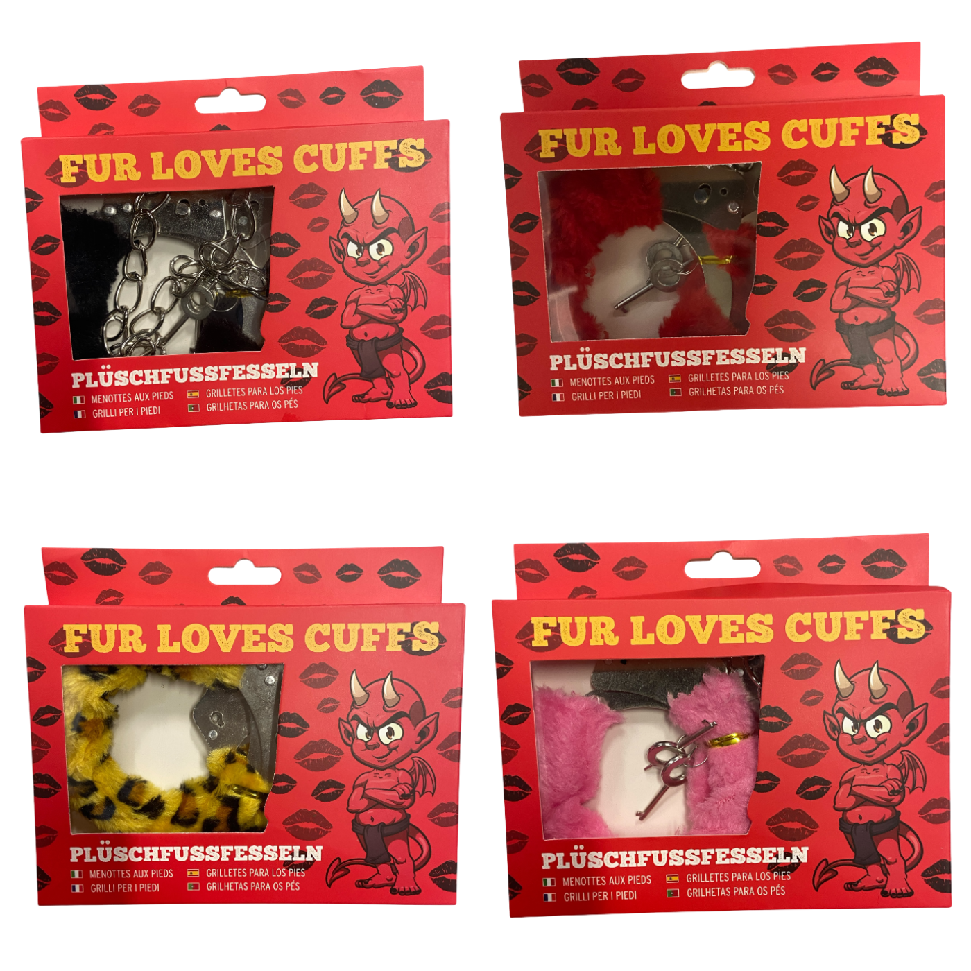 Furry Cuffs Mix Box total 24 Pcs 4 Colours Extra Heavy - Extra Long Chain - extra Big - each Cuffs 265 Gram