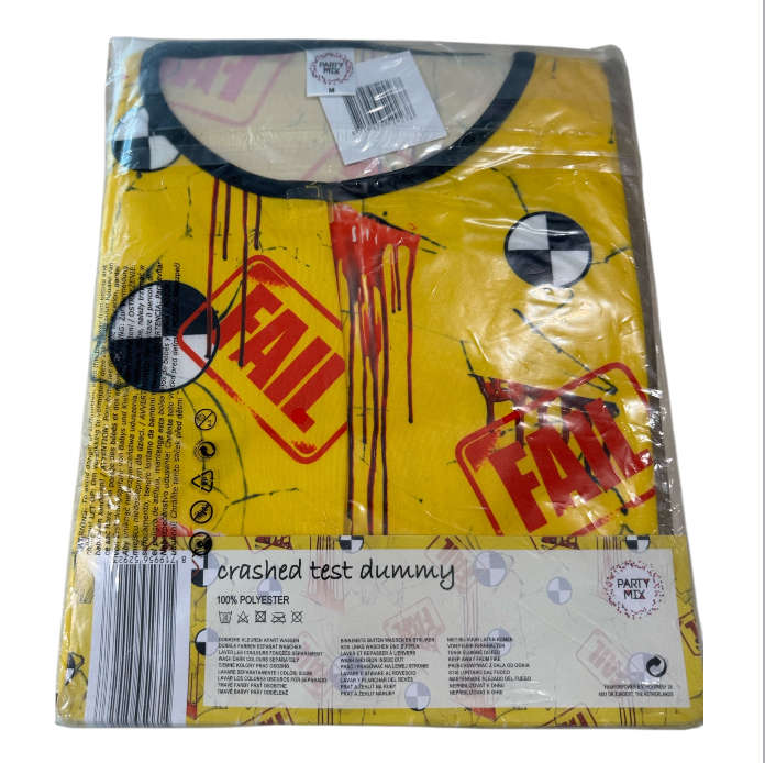 Crashed Test Dummy Kostuum – Maat S, M, L – Verkleedpak met Muts