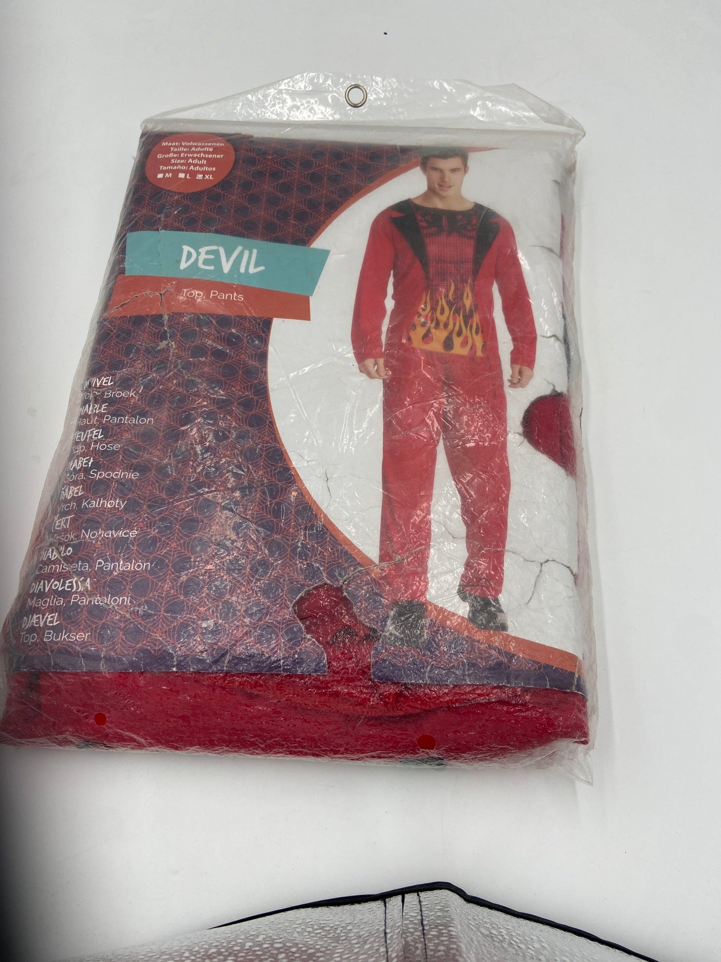 Duivelskostuum Rood met Vlammenprint – Maat M, L, XL – Volwassenen