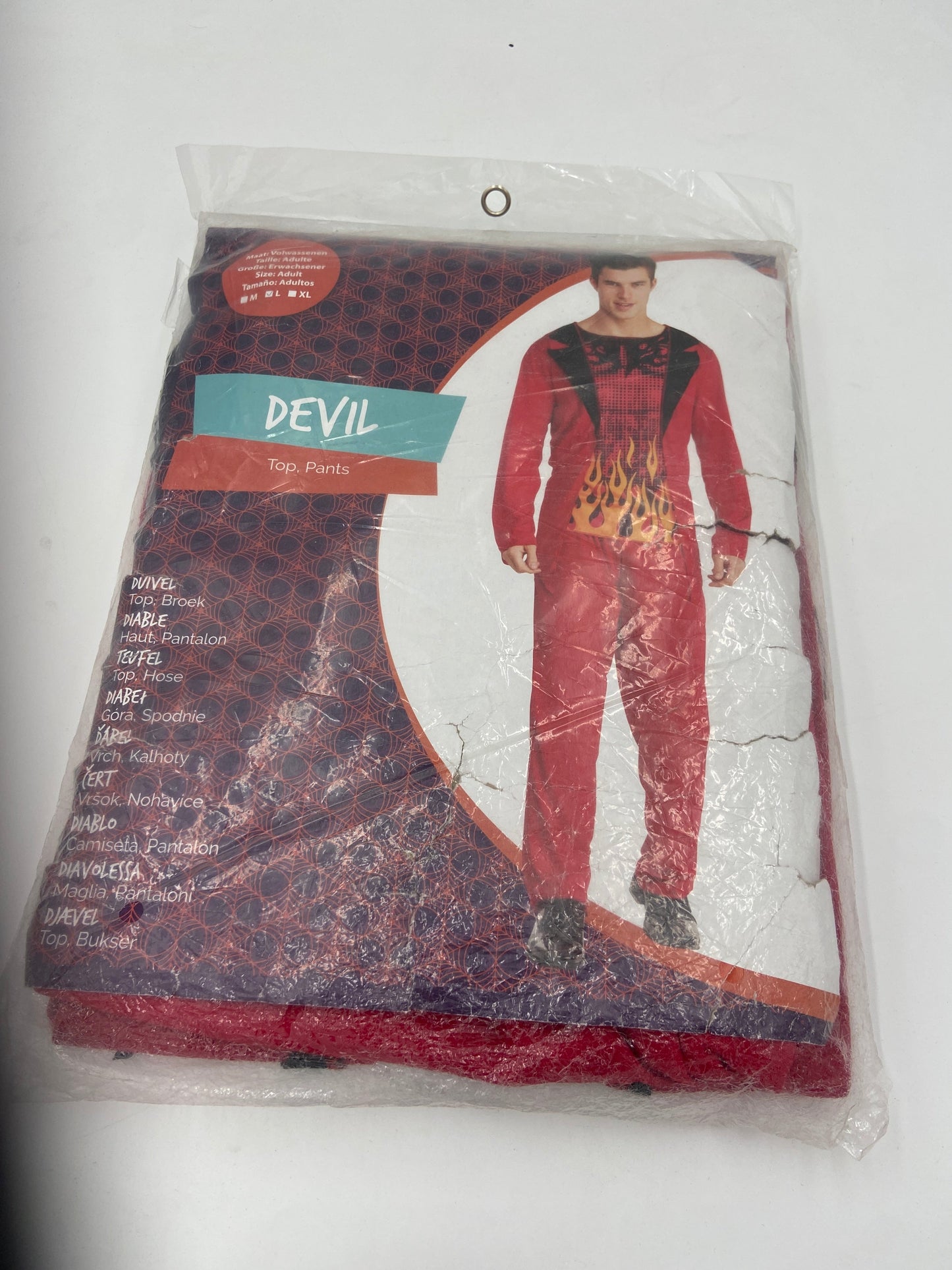 Duivelskostuum Rood met Vlammenprint – Maat M, L, XL – Volwassenen