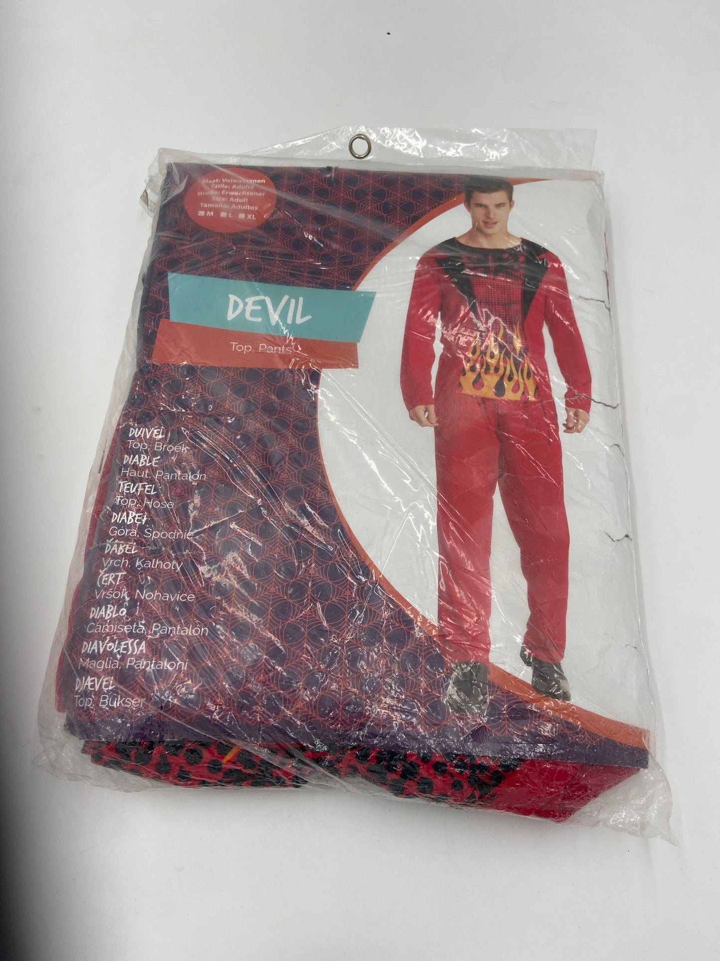 Duivelskostuum Rood met Vlammenprint – Maat M, L, XL – Volwassenen