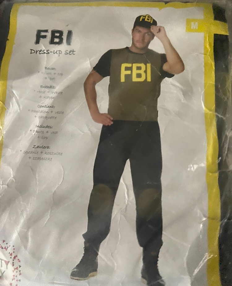 FBI Verkleed Kostuum Heren – Inclusief Broek, Top & Pet – Maat M L XL