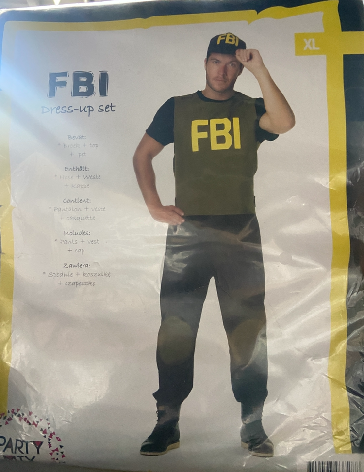 FBI Verkleed Kostuum Heren – Inclusief Broek, Top & Pet – Maat M L XL