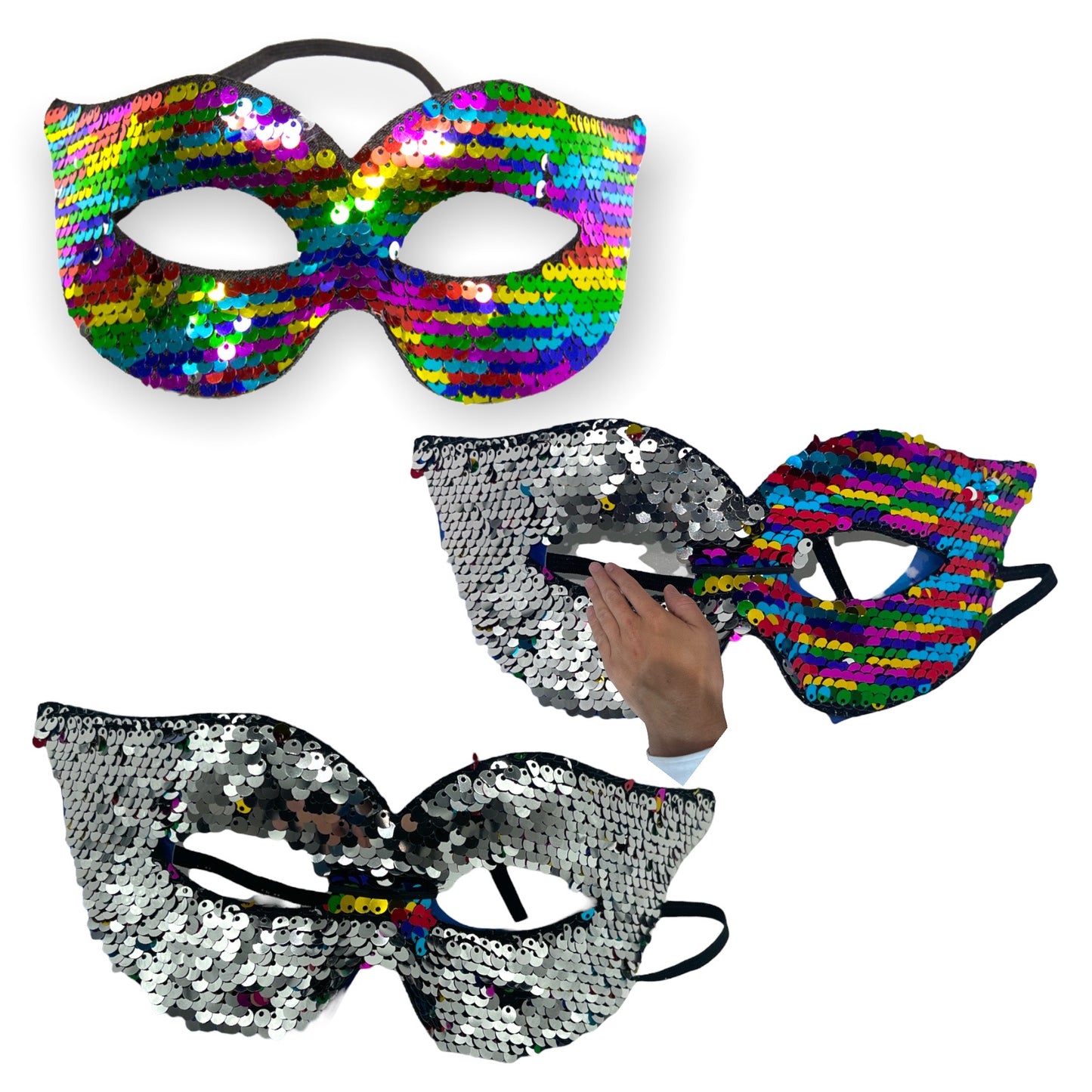 Oogmasker Omkeerbare Pailletten Regenboog Kleuren