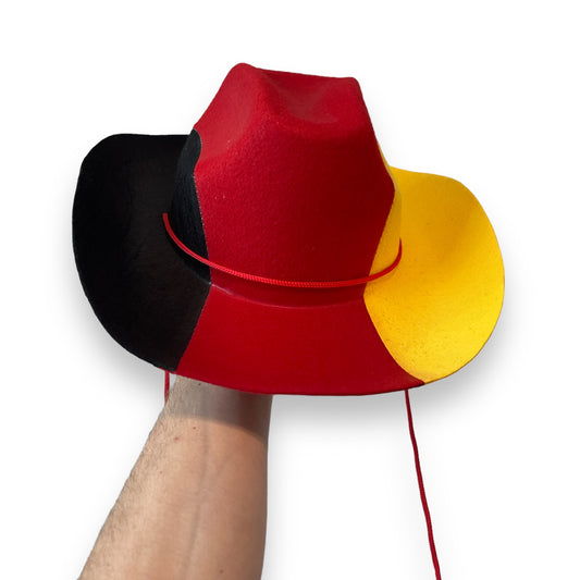 Cowboyhoed met koord - Duitse vlag - Gemaakt van vilt - Eén maat - Met hanger