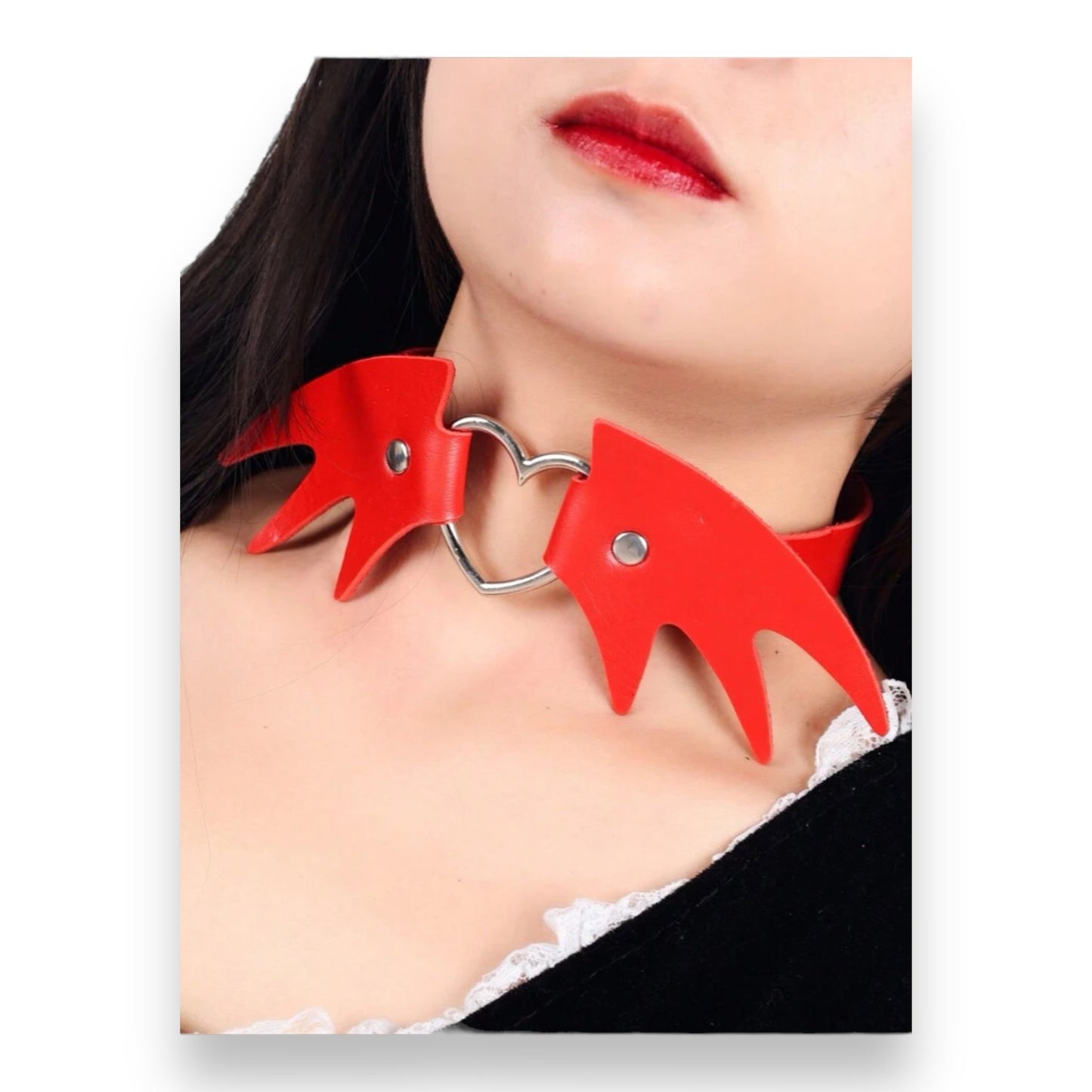 Kinky Pleasure Sexy Hart Choker Ketting - Rood