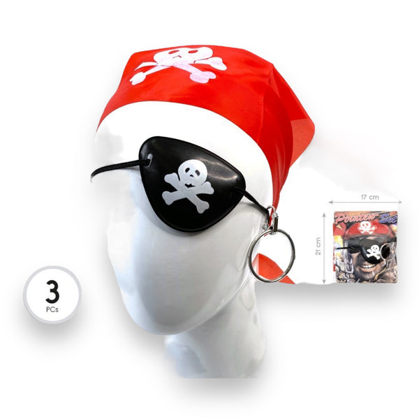 Piraten Verkleedset - Hoofddoek, Ooglapje en Oorring