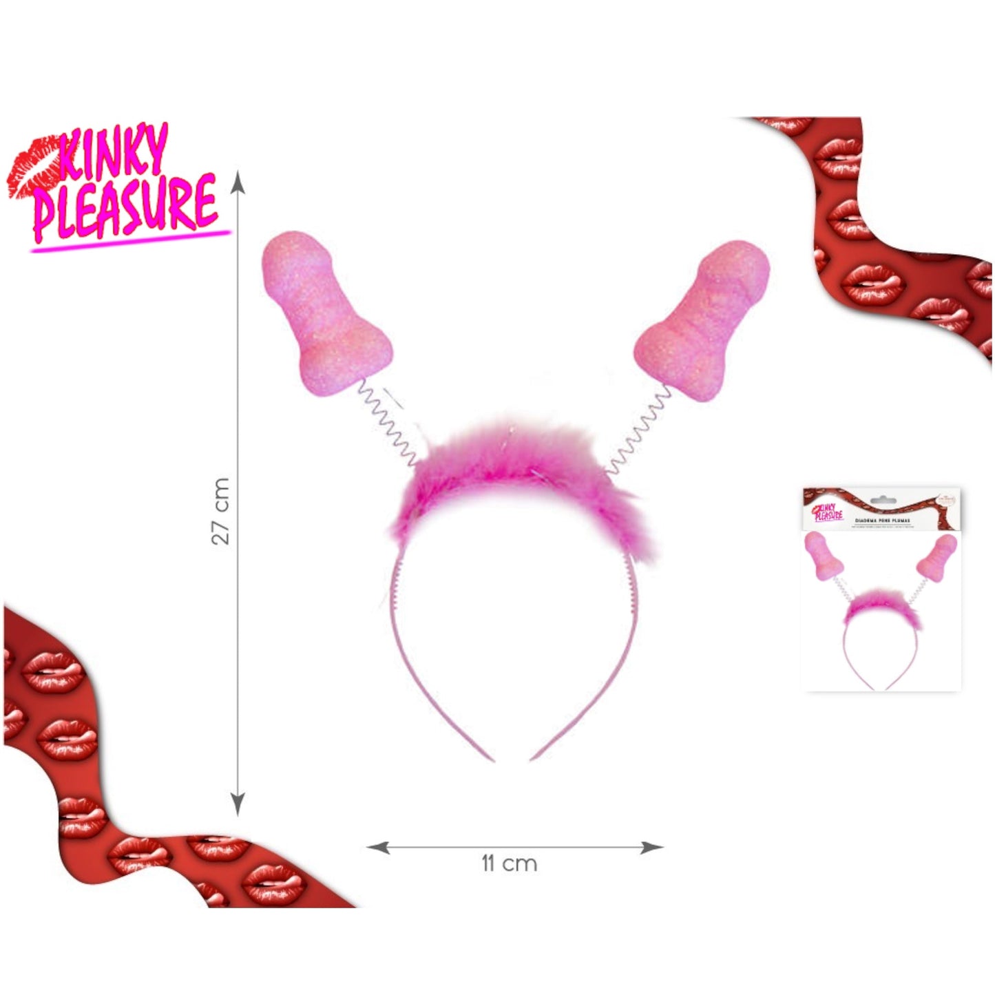 Penis Diadeem met Springende Piemels – Roze Veren