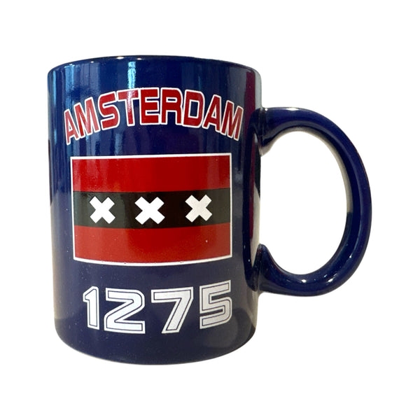 Amsterdam Mok 1275 met Vlag - Keramische Souvenir Mok Donkerblauw
