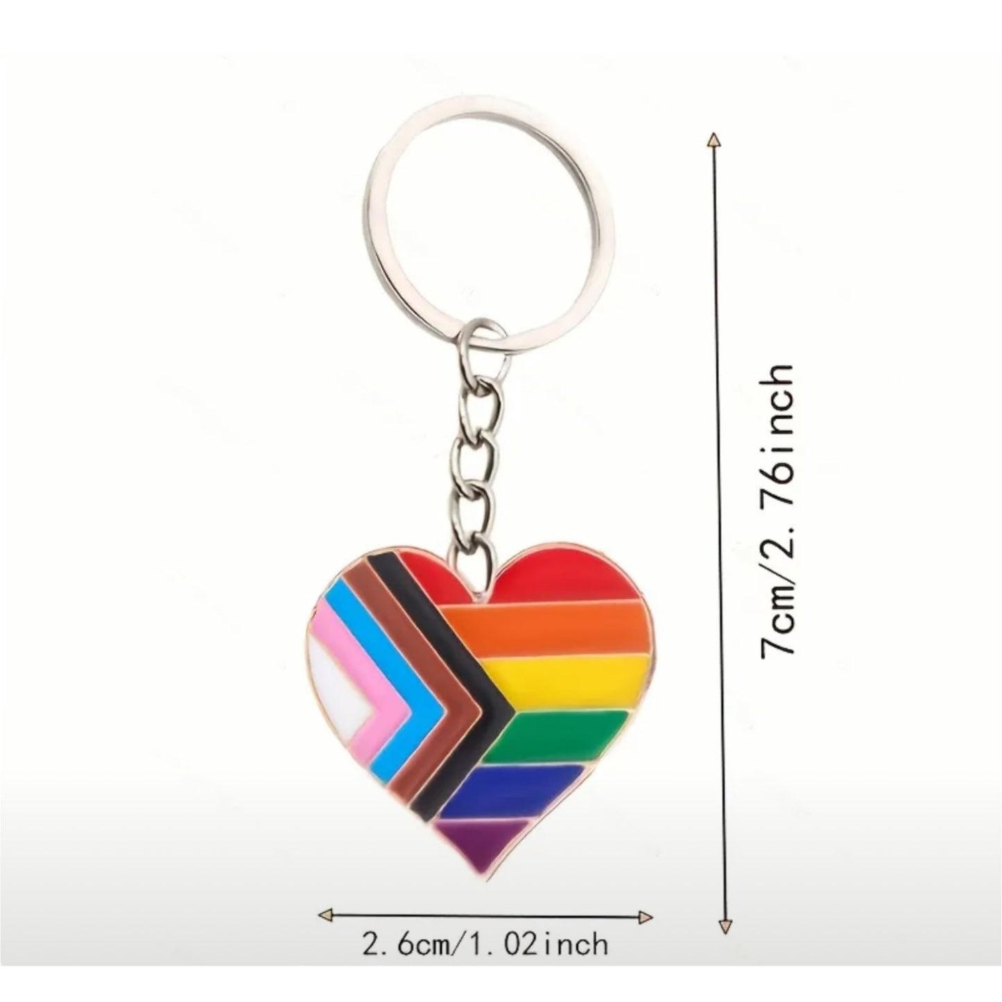 Progress Pride Hart Sleutelhanger – Inclusieve Regenboog Vlag