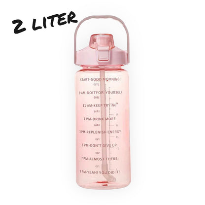 Waterfles 2 Liter met Time Marker - Hydrateer Efficiënt
