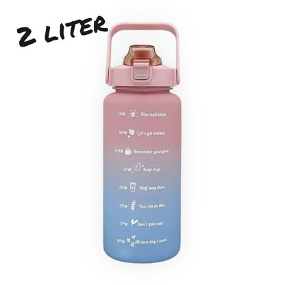 Waterfles 2 Liter met Time Marker - Hydrateer Efficiënt