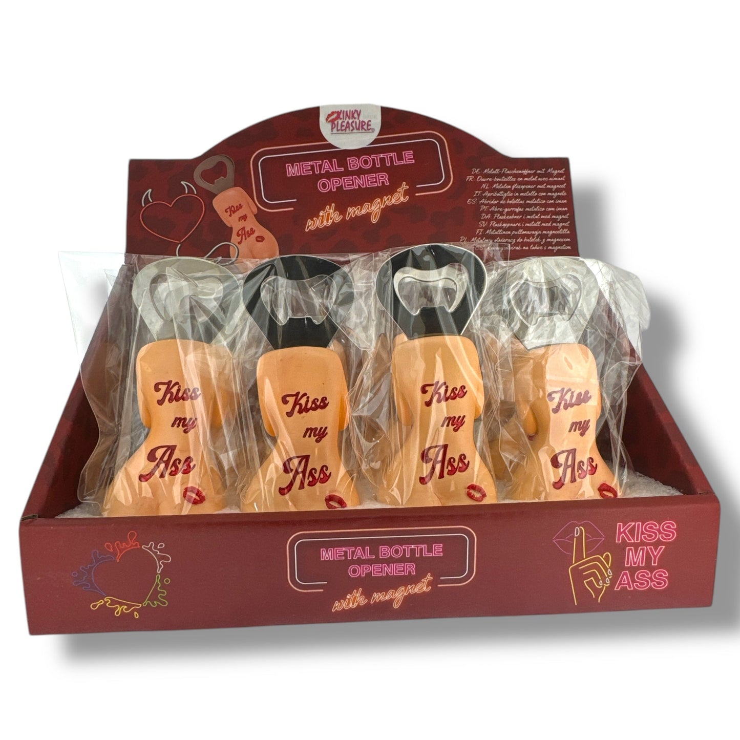 Flesopener “Kiss My Ass” – Met Magnetische Achterkant – Grappige Billenvorm