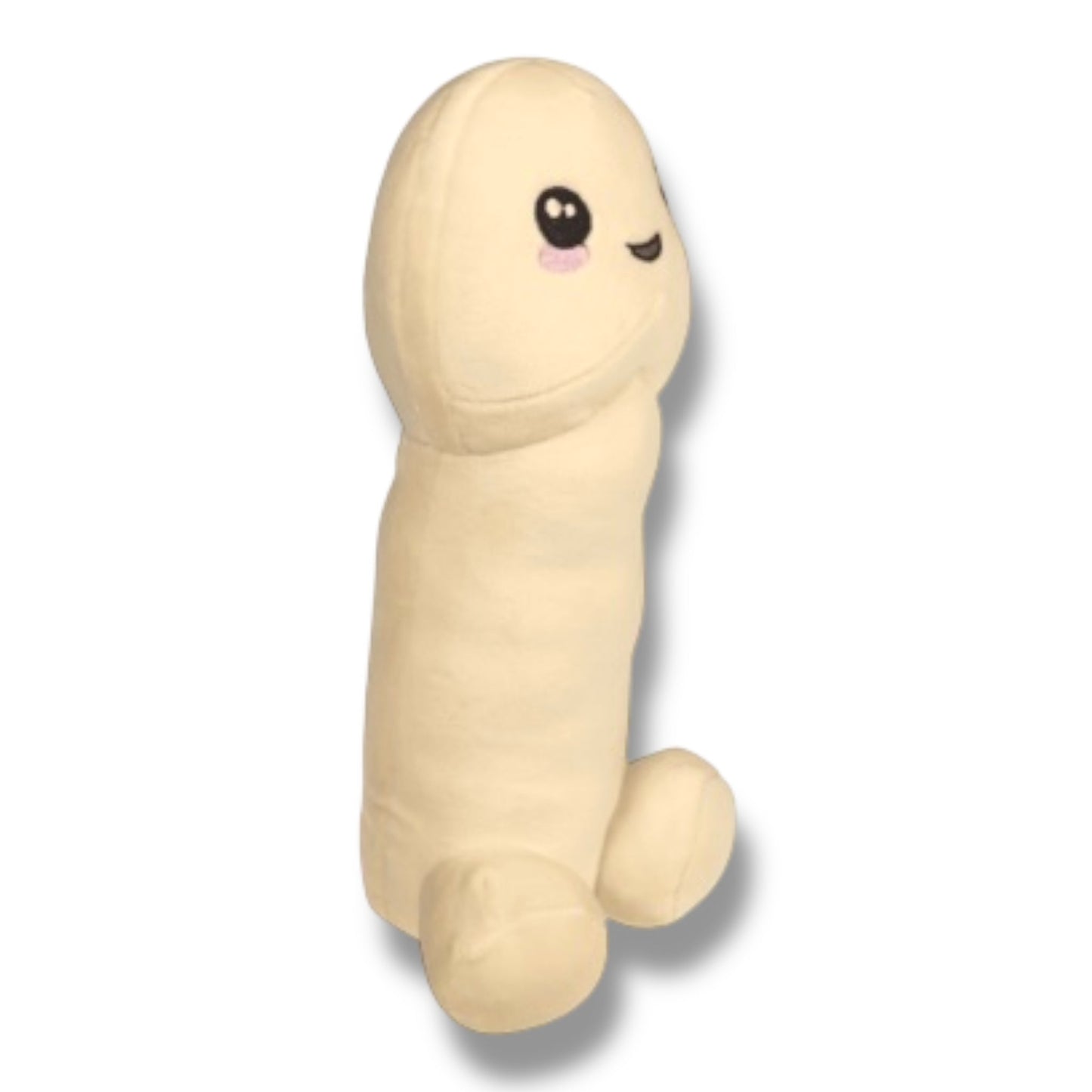 Witte Pluche Piemelknuffel – Lieve Knuffelpiemel met Glimlach
