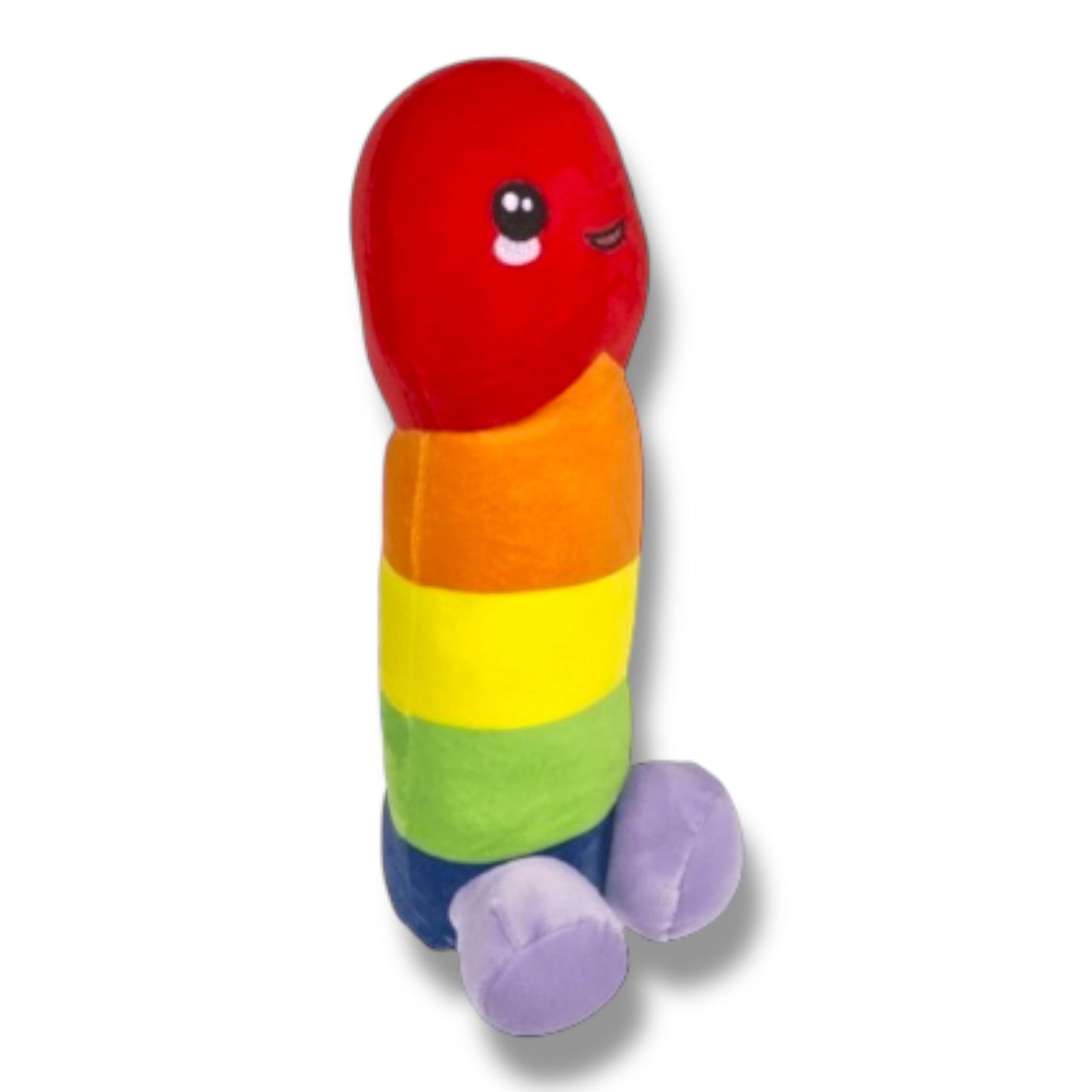 Regenboog Penis Knuffel – Grote Pluche Piemel – Pride Cadeau