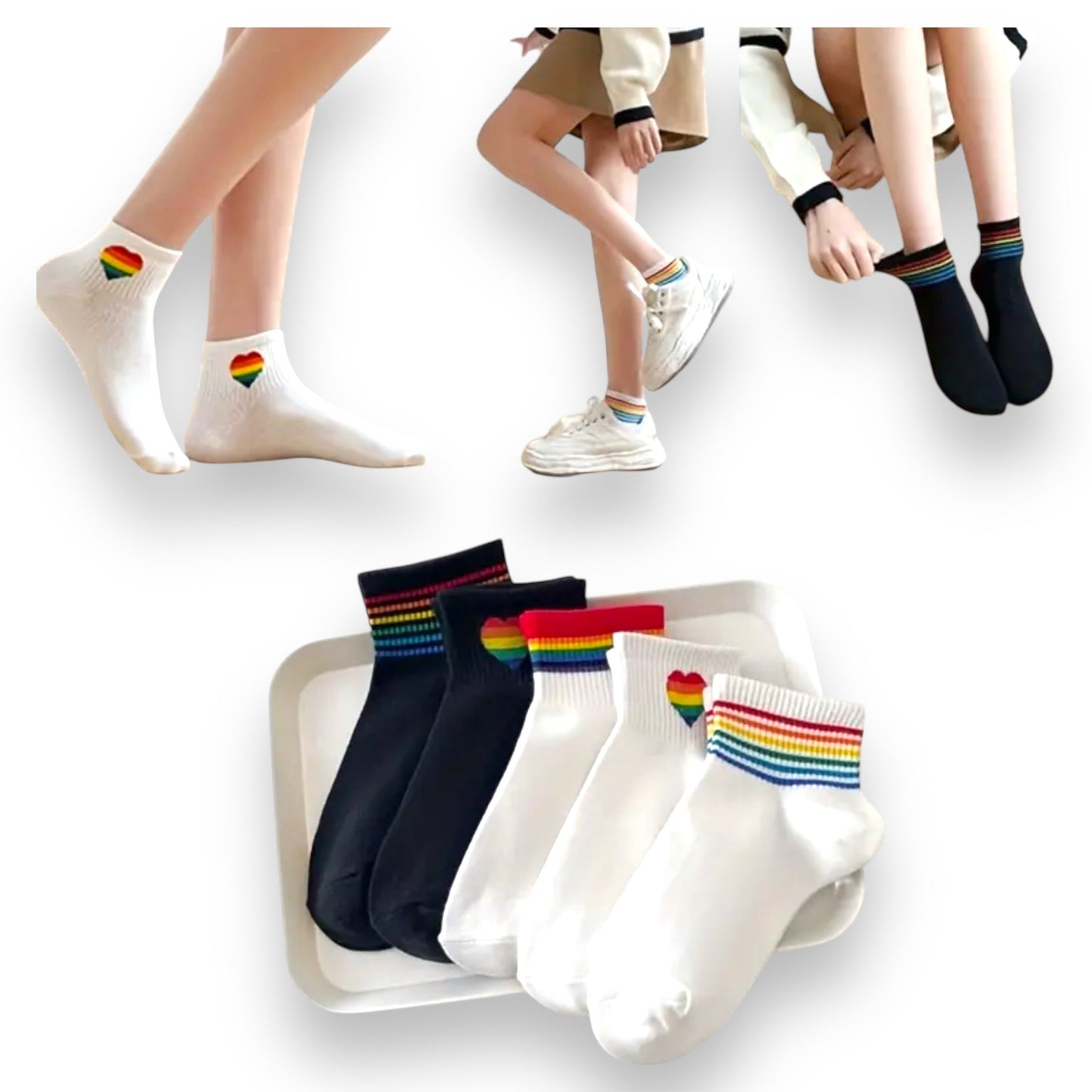 Regenboog Sokken - One Size - 5 Modellen