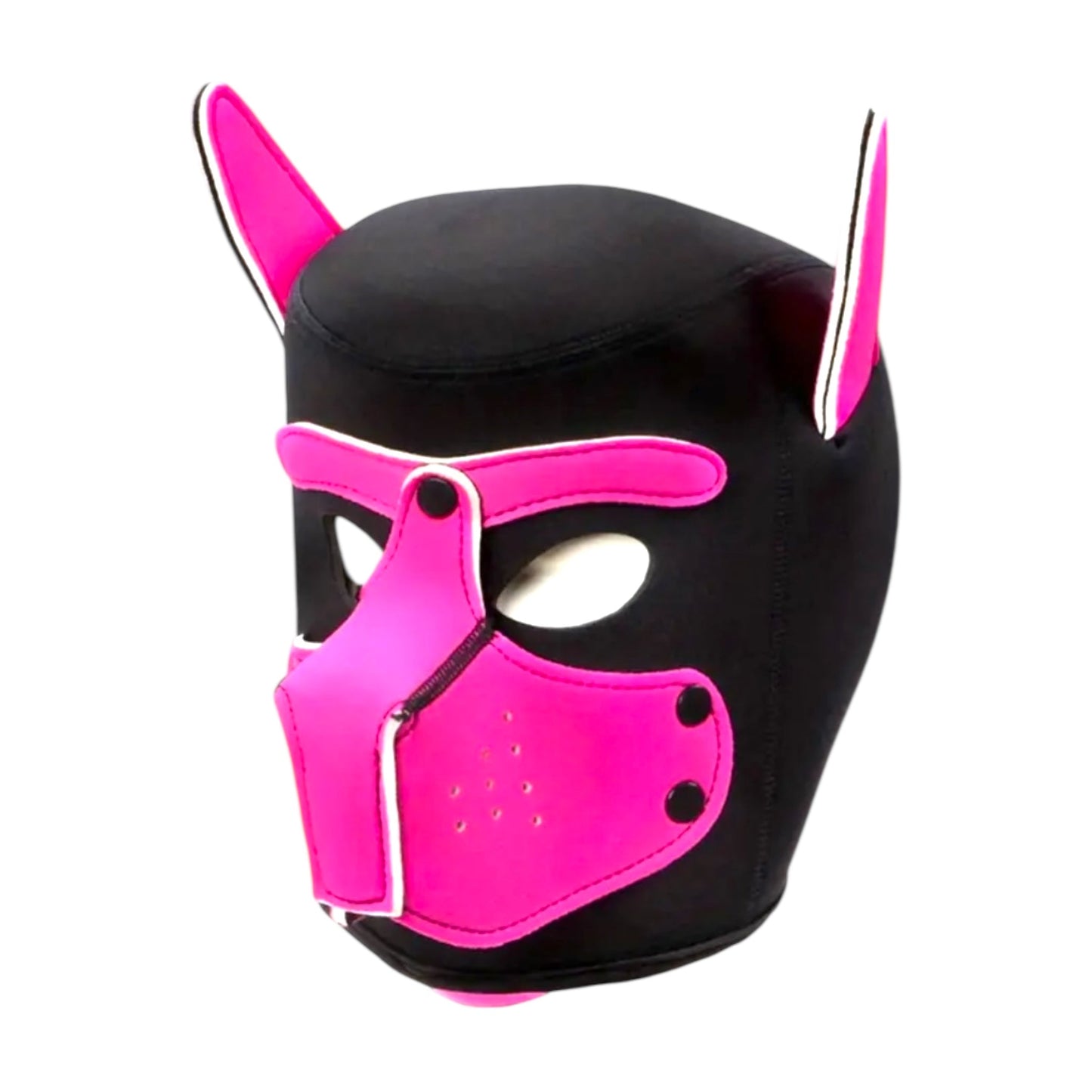 Puppy Play Roze-Zwart Masker – Met Aflopende Snuit & Oor Accenten