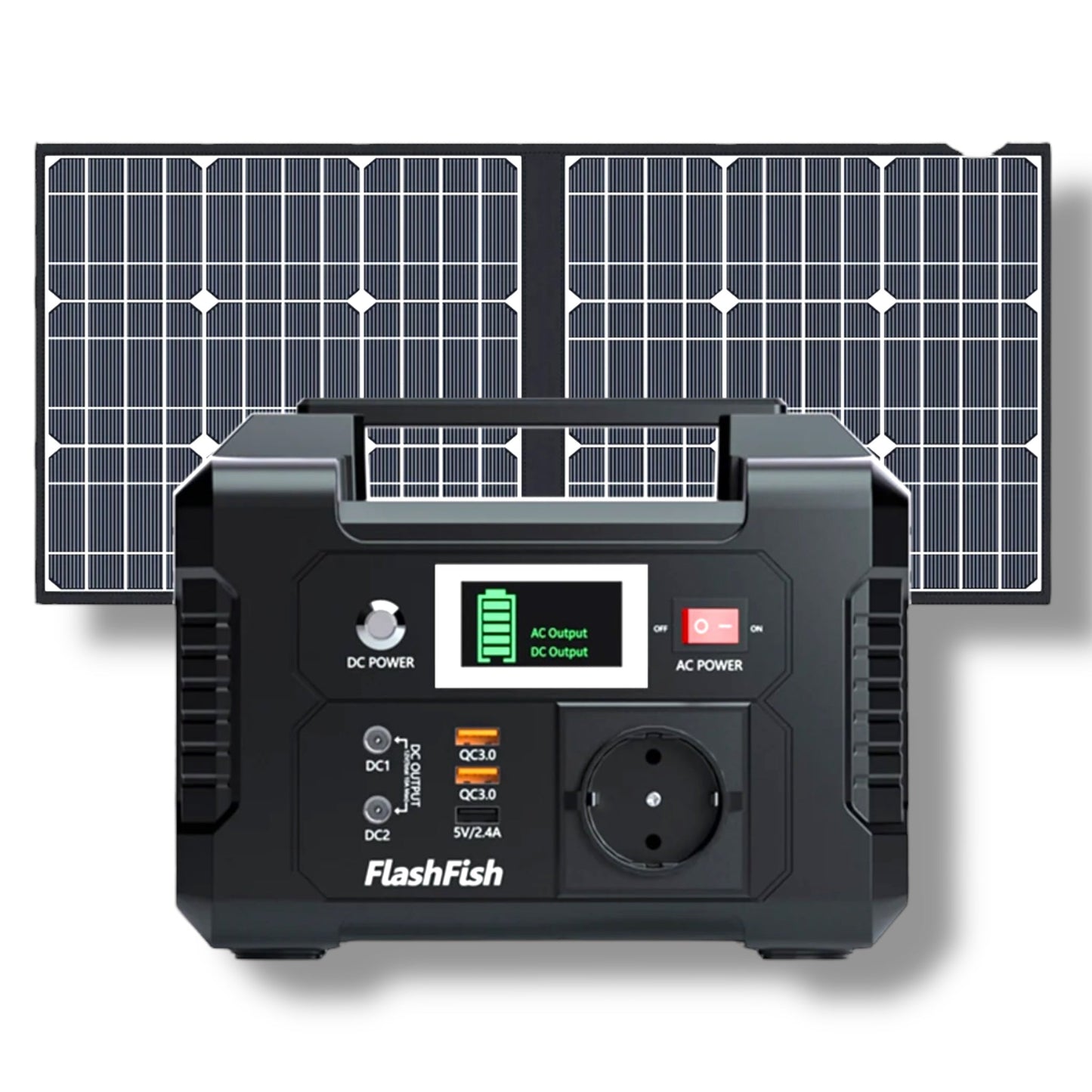 Draagbare Zonnepanelen 60W + Flash Fish E200 Power Station