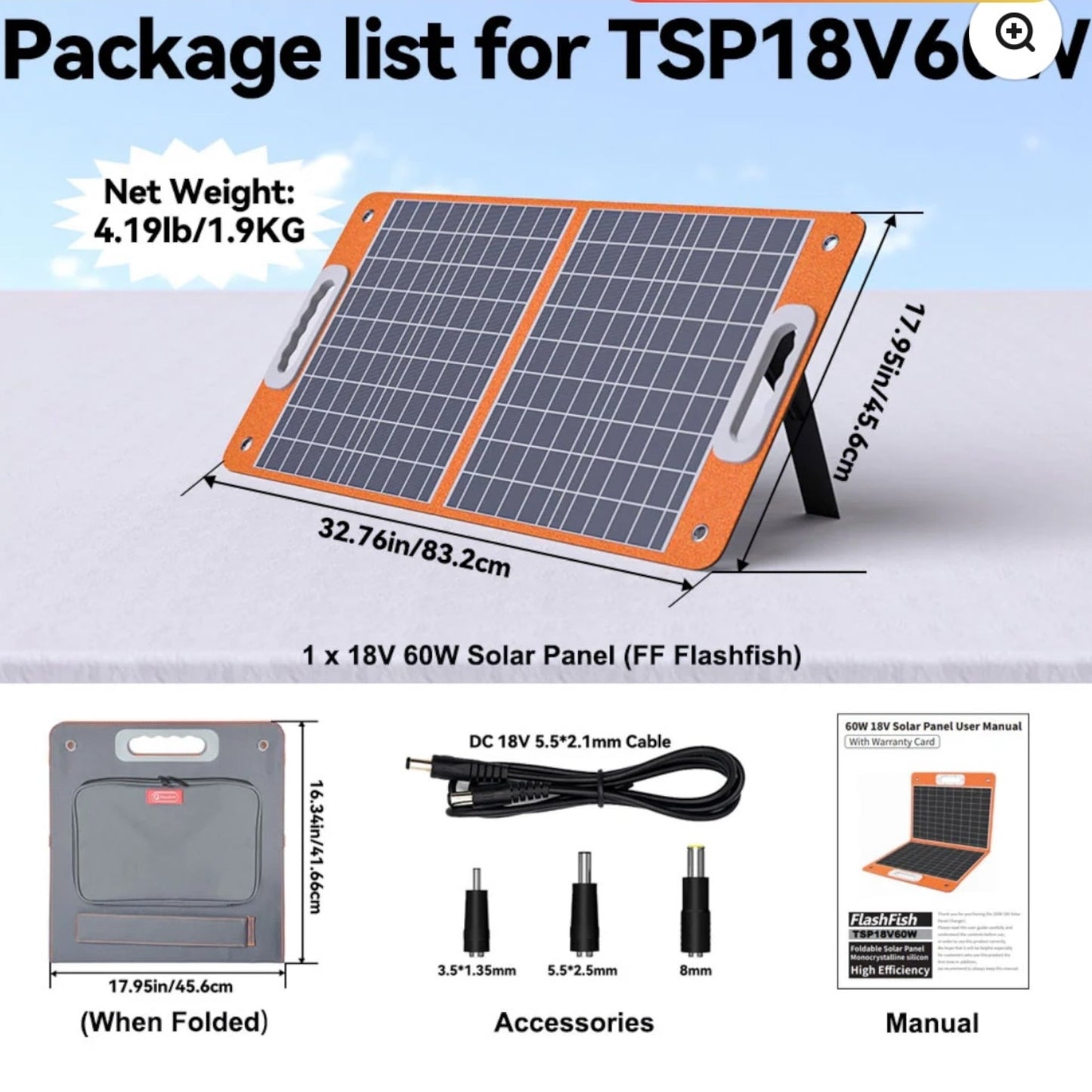 Draagbare Zonnepanelen 60W + Flash Fish E200 Power Station