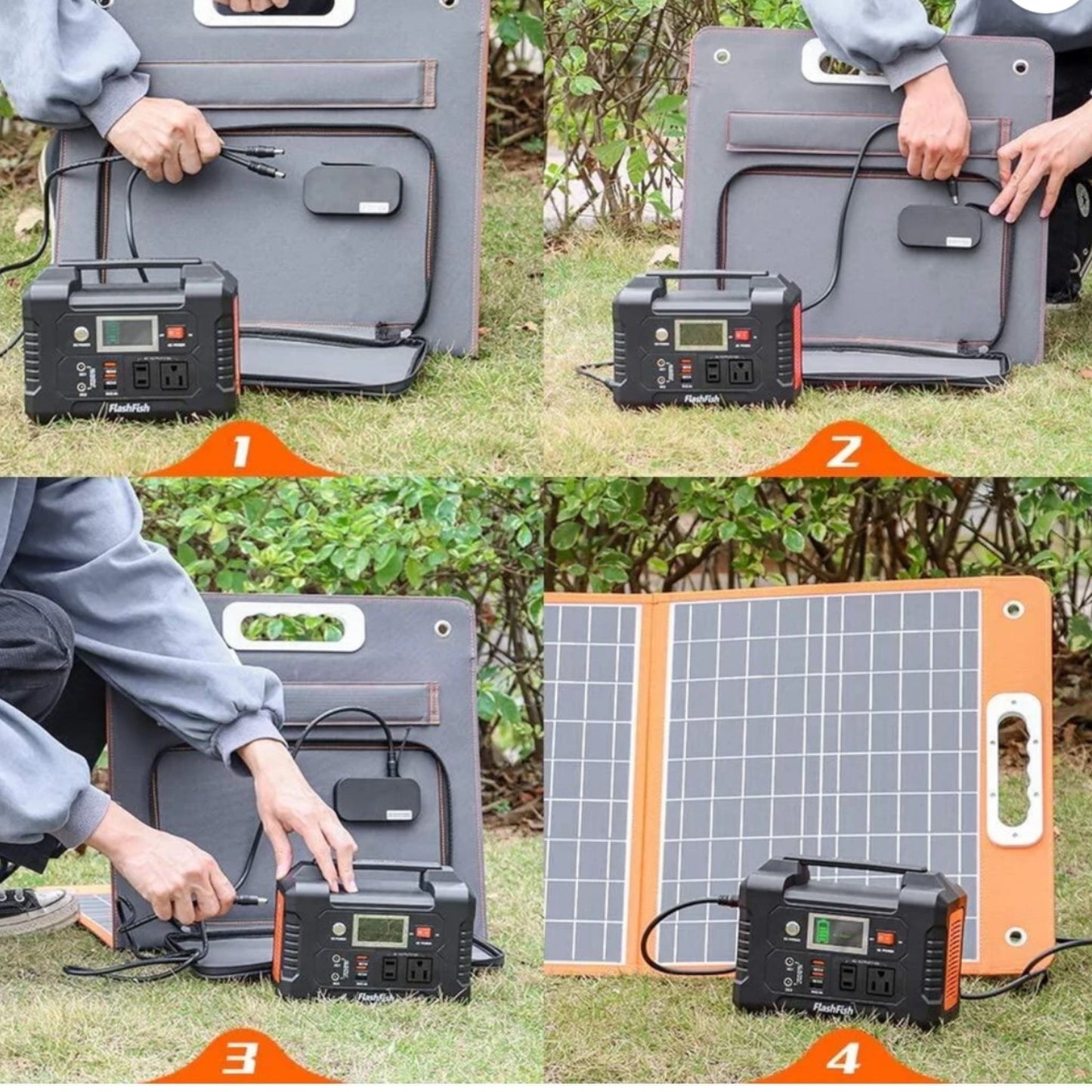 Draagbare Zonnepanelen 60W + Flash Fish E200 Power Station