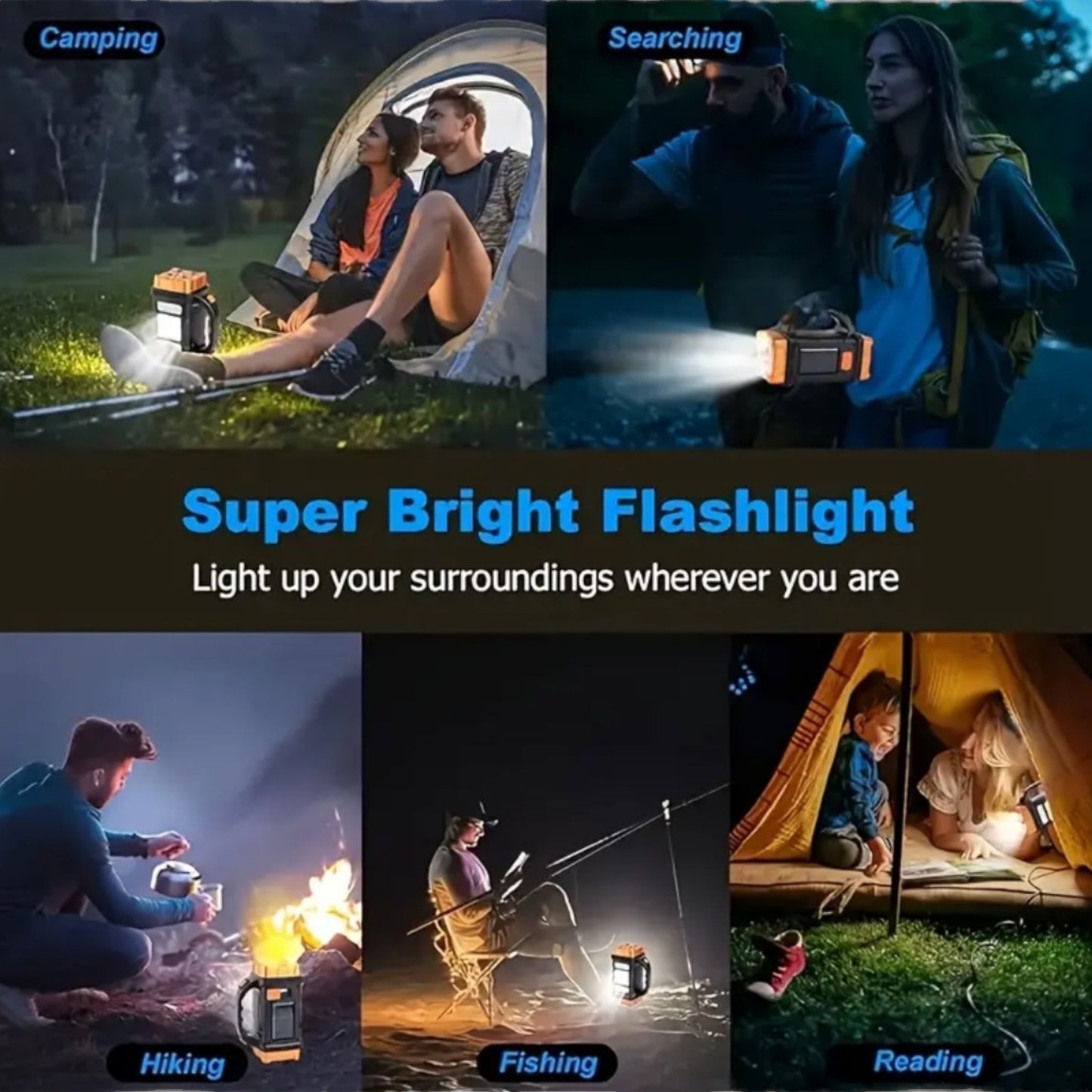 Zonnelamp met Powerbank – Super Bright Camping Lamp