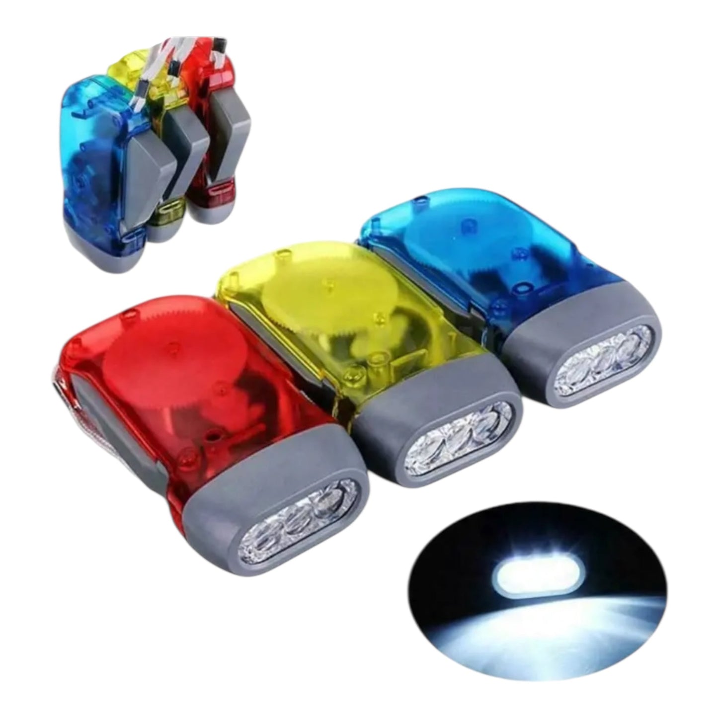 Mini LED Zaklamp – Oplaadbaar met Handzwengel (3 Kleuren)