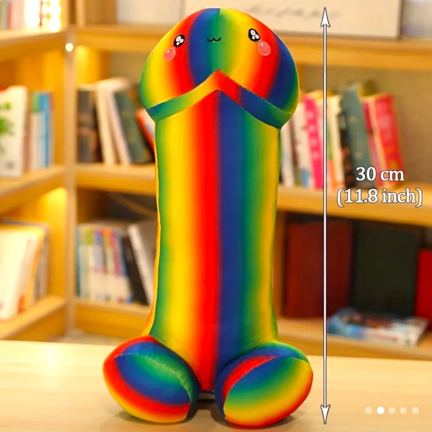 Pluche Regenboog Piemel Knuffel – 30 cm | Grappig Cadeau met Cute Face