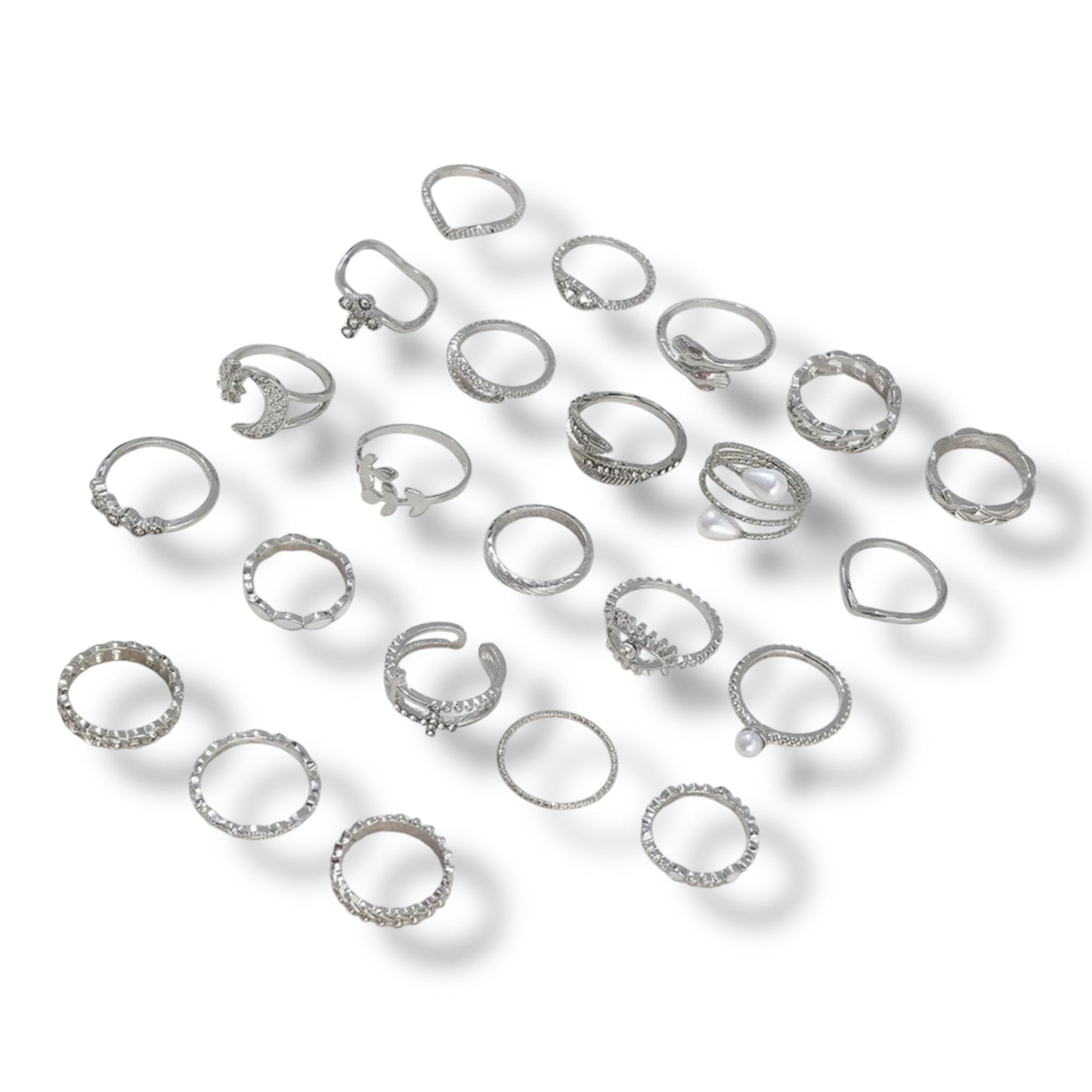 Set van 36 Moderne Fashion Ringen – Goud & Zilver | Boho, Maan & Oogdesigns