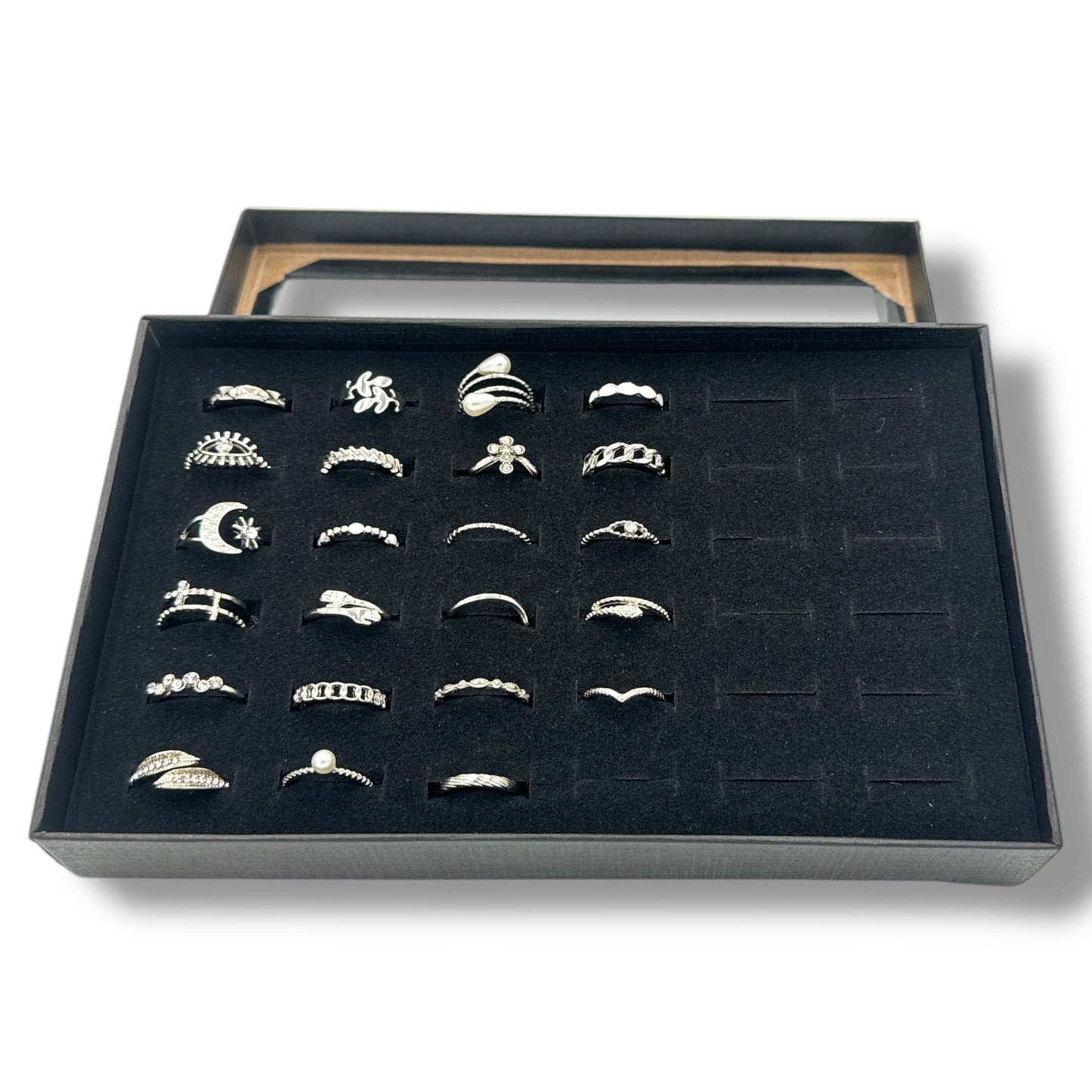 Set van 36 Moderne Fashion Ringen – Goud & Zilver | Boho, Maan & Oogdesigns