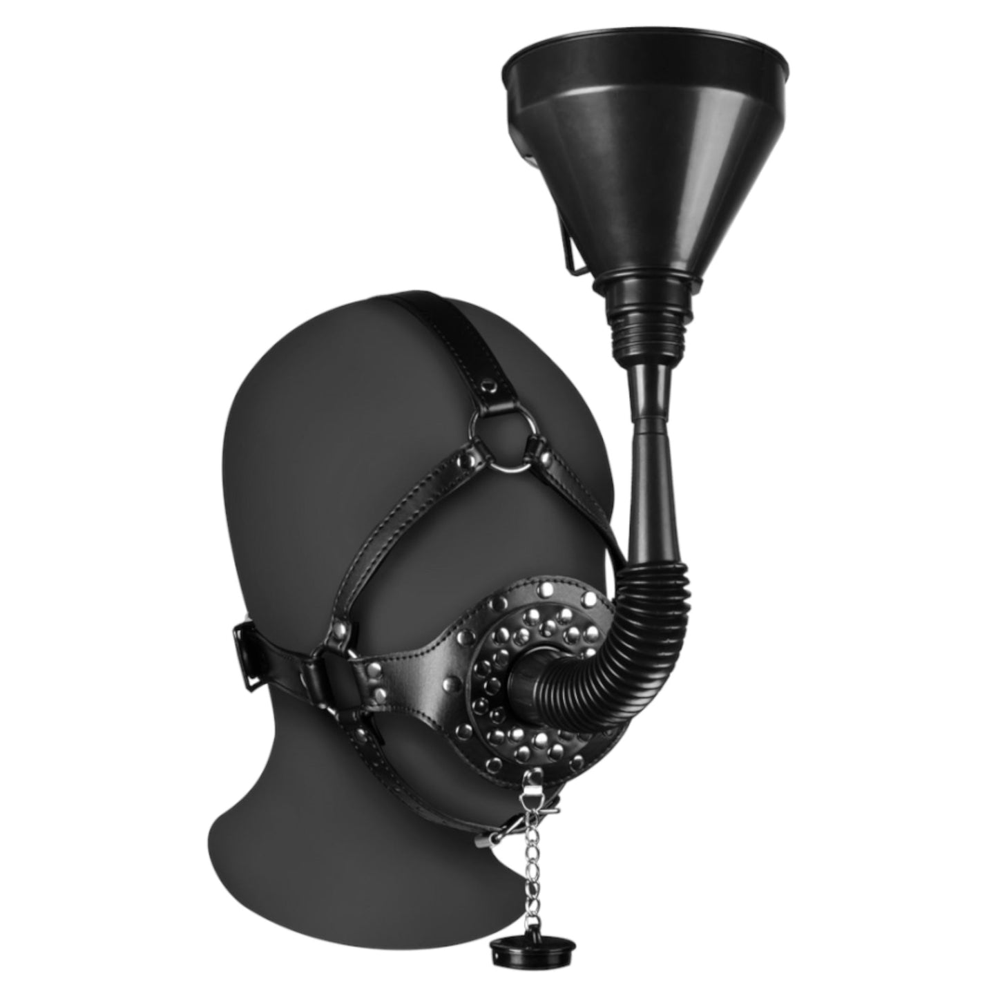 Extreme BDSM Masker met Trechter – Verstelbare Head Harness