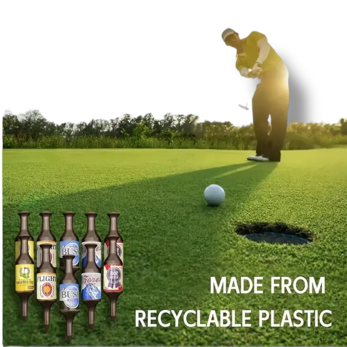 Golf Tees in Bierfles Vorm – Set van 6 Grappige Golfaccessoires